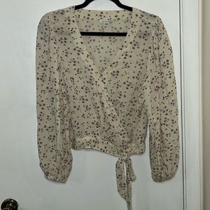 Spring shirt with purple flowers